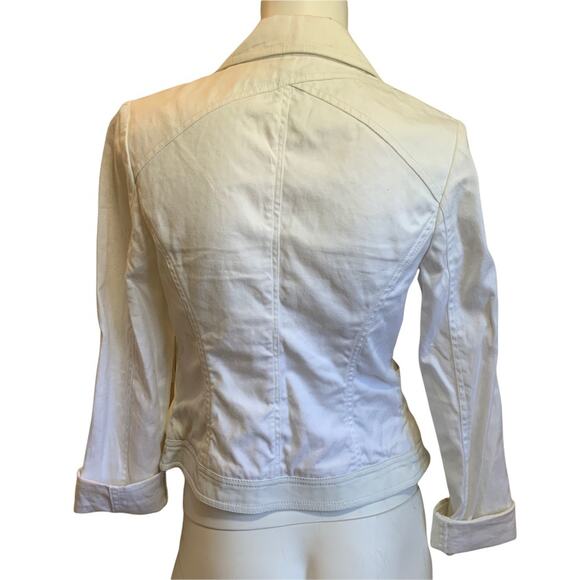 Armani Collezioni White Cotton Blend Jacket with Lamb Leather Trim Antinea Srl 4 - Picture 2 of 6